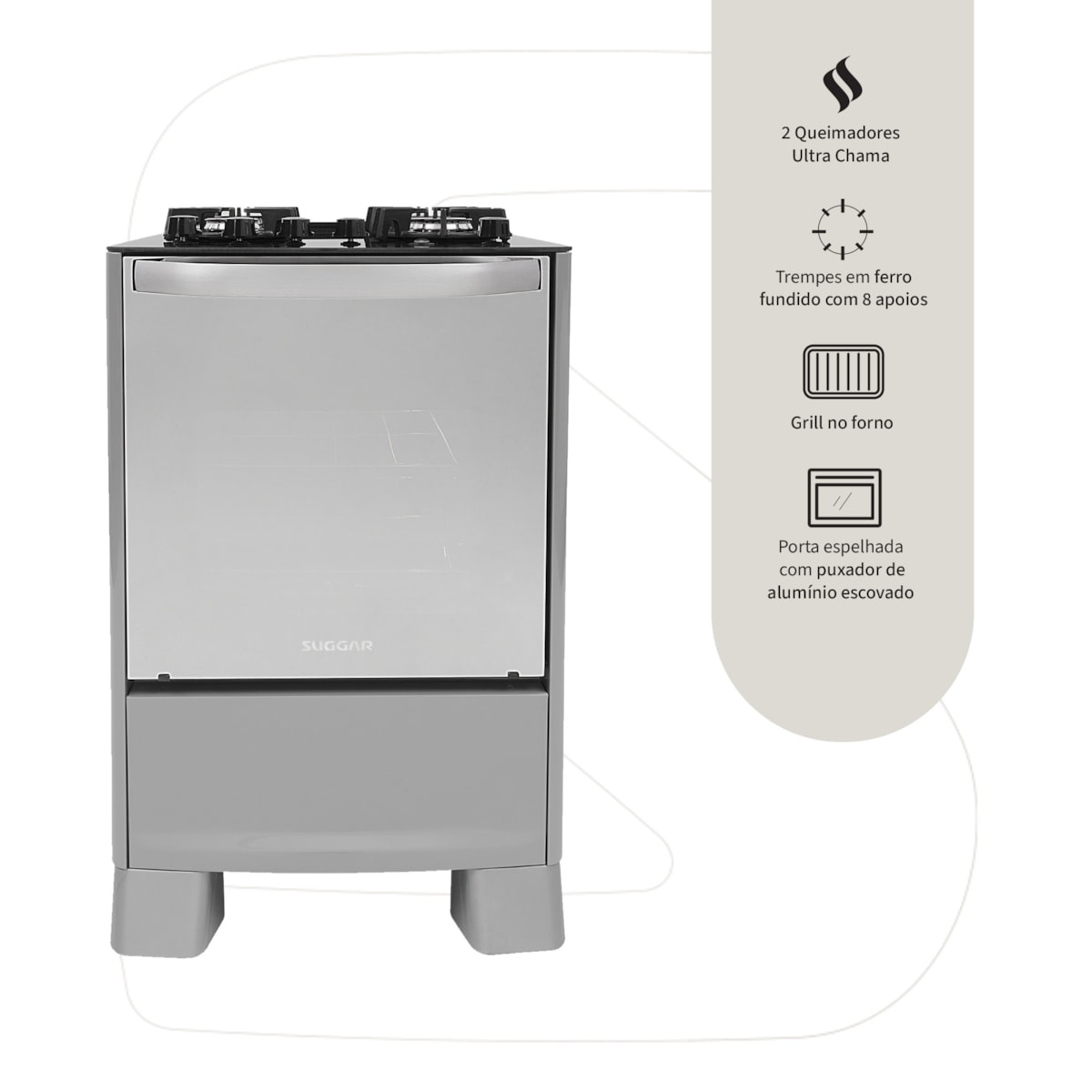 Fogão Master Grill 4 Queimadores PRIX Suggar - Imagem principal - a0a70aca-6257-481f-99cb-3c942ced179e