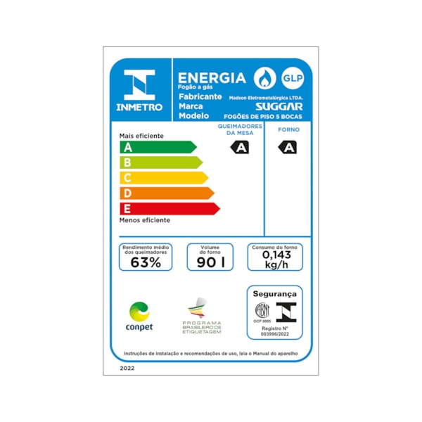 Fogão Master Grill 5 Queimadores Preto Suggar - Imagem principal - b25627f8-6377-4858-8776-790752c44717