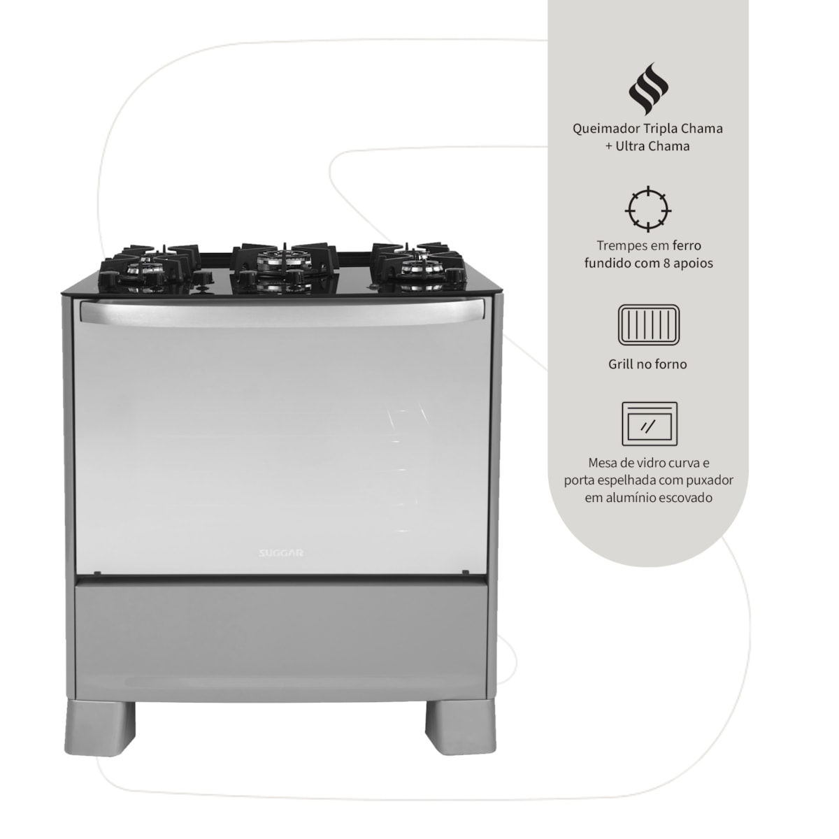 Fogão Master Grill 5 Queimadores PRIX Suggar - Imagem principal - fa69da54-4e2a-4456-a477-139699c4c5c4