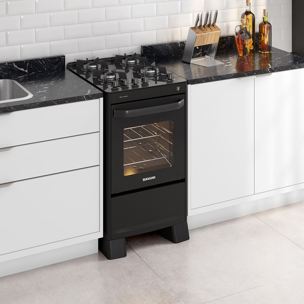 Fogão Max Glass 4 Queimadores Preto Bivolt FGVMG410PT - Imagem principal - 5821b17f-356c-4dbe-b8a0-616482abf75a