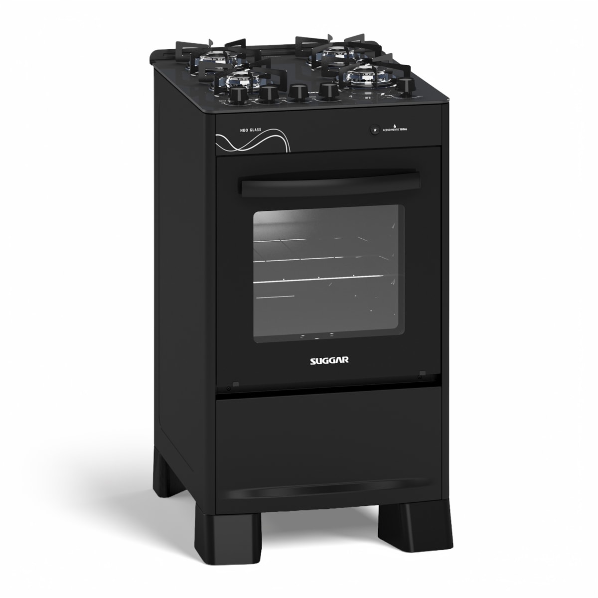 Fogão Neo Glass 4 Queimadores Preto Bivolt FGVNG410PT Suggar - Imagem principal - c19a3e39-27c9-484f-b89a-184b3dbfbe84