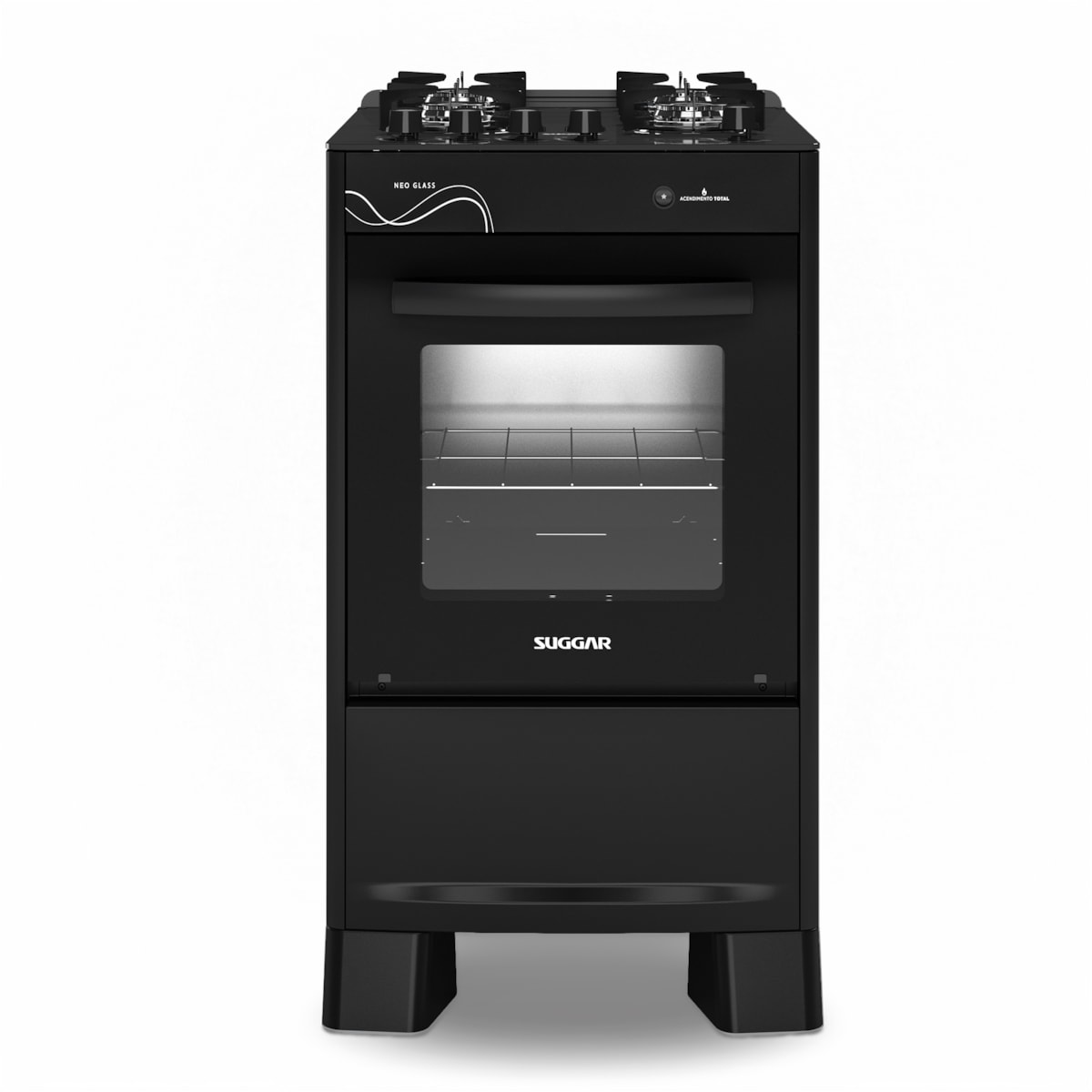 Fogão Neo Glass 4 Queimadores Preto Bivolt FGVNG410PT Suggar - Imagem principal - 67150520-2182-47f7-a207-fda58a4432b0