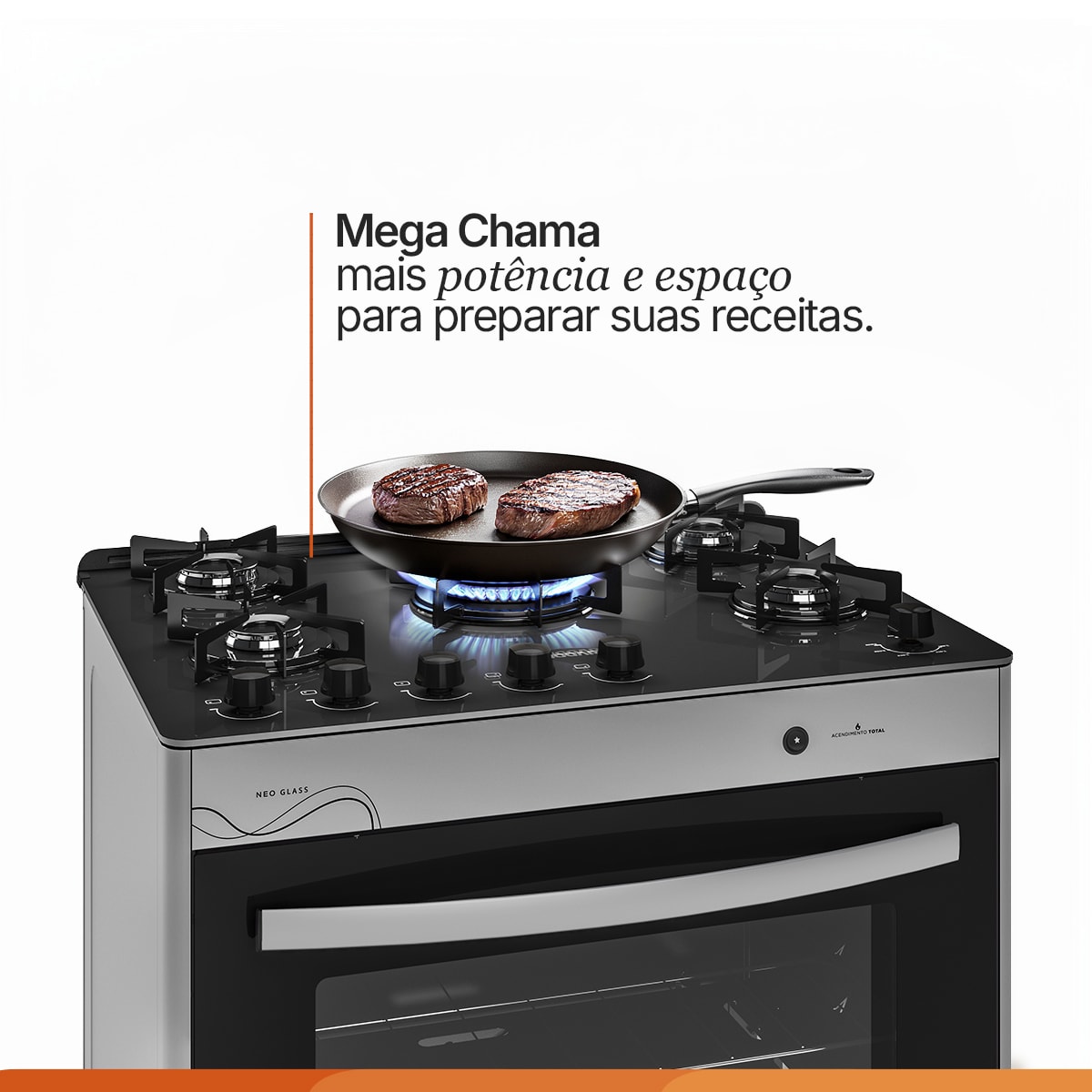 Fogão Neo Glass 5 Queimadores PRIX Bivolt FGVNG510PRIX Suggar - Imagem principal - 4ab0c03a-8acb-4b82-8c90-5e5fd6c8718a