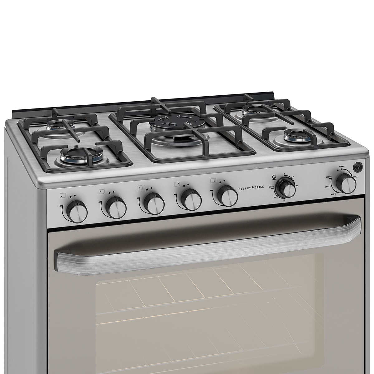 Fogão Select Grill Prata Mesa Inox 5 Queimadores Suggar - Imagem principal - c627346a-9a1e-42bd-81a8-9e2ce0a1b41c
