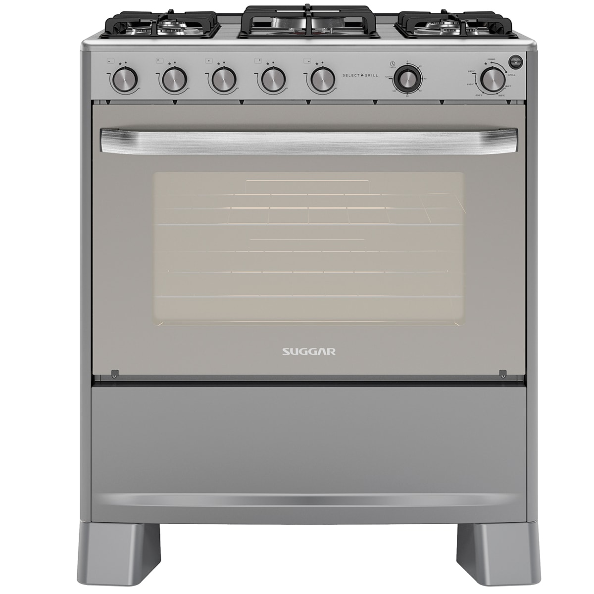 Fogão Select Grill Prata Mesa Inox 5 Queimadores Suggar - Imagem principal - 5a0cebbe-cd07-4ccd-a778-42c8c77305ea