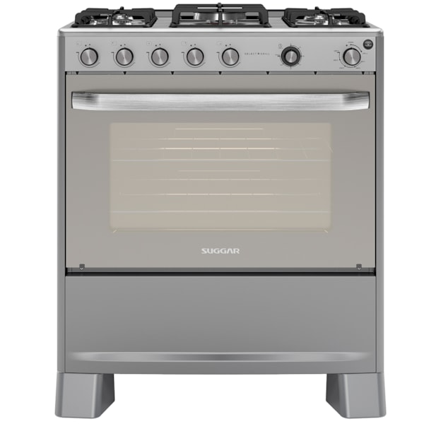 Fogão Select Grill Prata Mesa Inox 5 Queimadores Suggar - Imagem principal - 9d8e01af-c07f-48d2-942d-127b6ec47e45