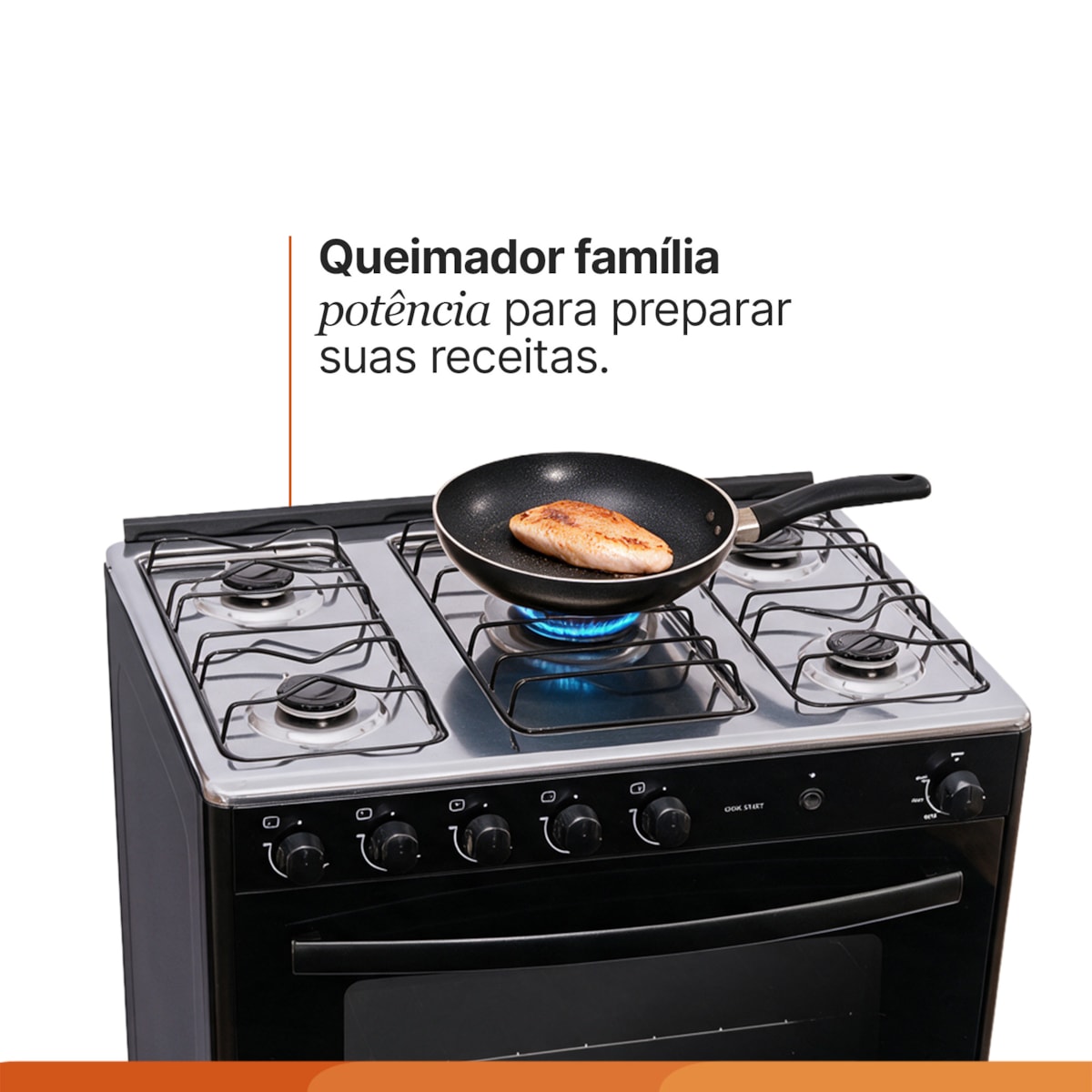 Fogão Suggar Cook Start 5 Bocas, Mesa Inox, Aço Esmaltado e Automático - Imagem principal - a74a87bc-659d-4ccb-9923-80cd93c9dbaf