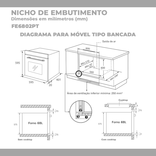 Forno de Embutir Air Fryer 68 Litros Preto Suggar - Imagem principal - 8be06c22-081f-4b96-8060-af0f743bf9ae