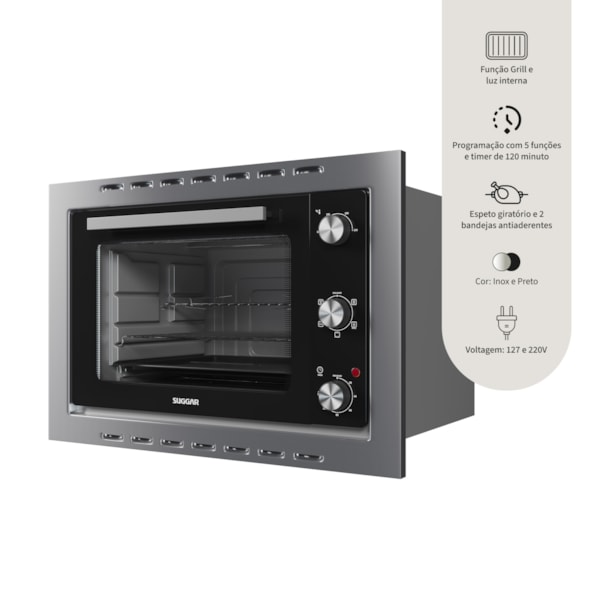 Forno Elétrico de Embutir 50 Litros Inox Suggar - Imagem principal - d8b69bc0-c189-49a0-8a45-bad1e786d1a7