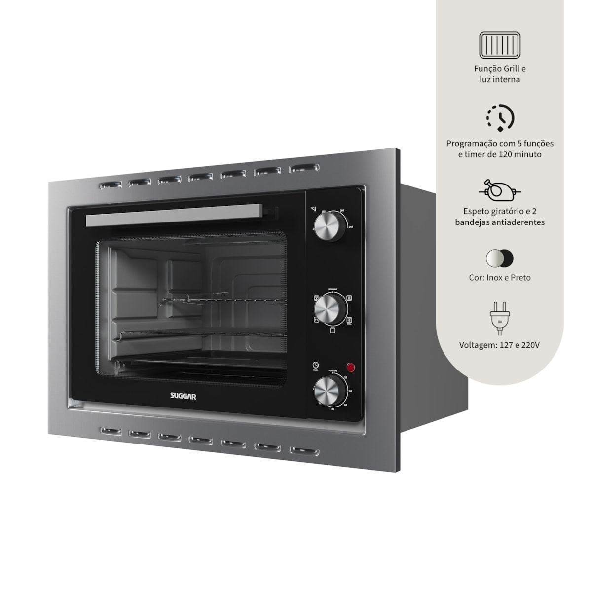 Forno Elétrico de Embutir 50 Litros Inox Suggar - Imagem principal - 02e37070-146c-4371-aa74-c2d4a32c89b7