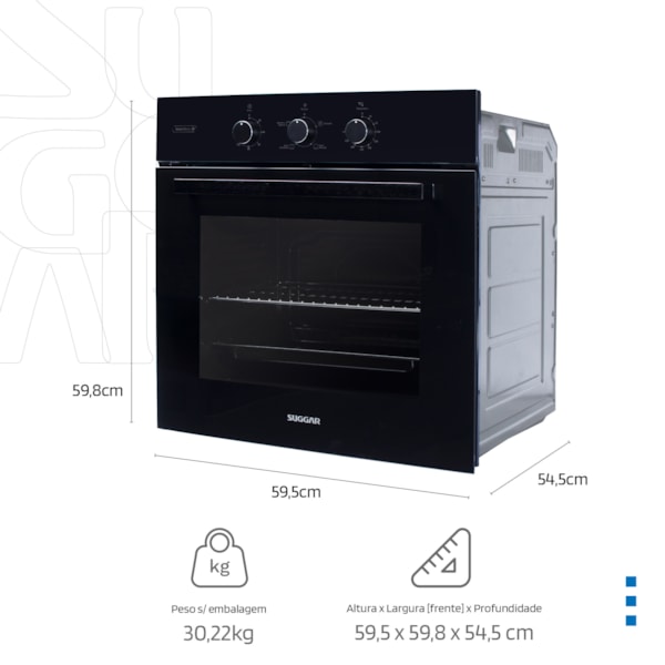Forno Elétrico de Embutir Suggar 80L com Grill e 4 funções - Imagem principal - 68c64b20-337a-4fcf-a3a0-261fbf4d840b