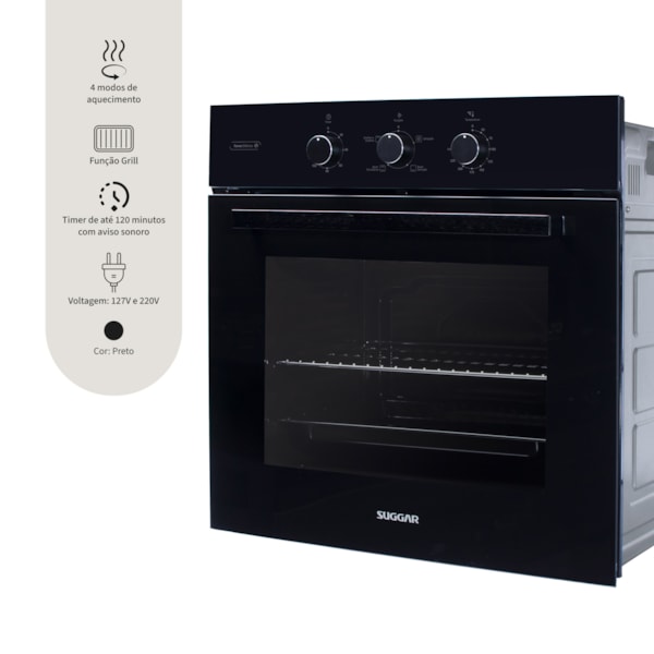 Forno Elétrico de Embutir Suggar 80L com Grill e 4 funções - Imagem principal - 716744e8-a42e-403f-bf62-c9bd56290cfb