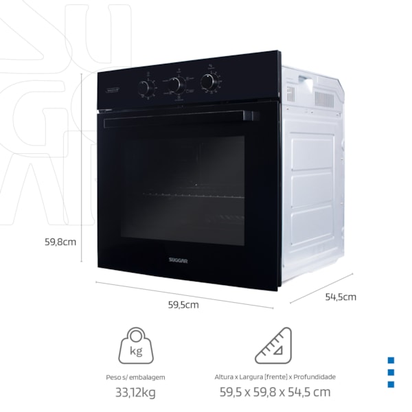 Forno Elétrico de Embutir Suggar 80L com Grill e 5 funções - Imagem principal - ac5c547f-b950-4c58-81b7-4079bcbb7bf3