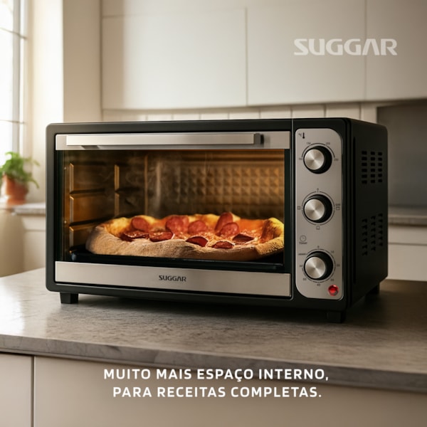 Forno Eletrico Suggar 60L Preto - Imagem principal - 181be9c2-9935-4d45-90a2-5f88f7c6c94f