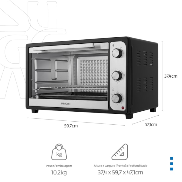 Forno Eletrico Suggar 60L Preto - Imagem principal - a9827b2a-90fe-46fb-986a-6bafc87c7fcf