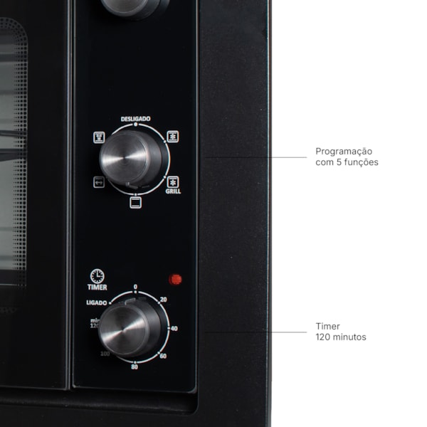 Forno Elétrico Suggar Embutir 50L Grill e Espeto Giratório Preto - Imagem principal - 7f6a1769-10ea-490d-9224-3fe382399be0