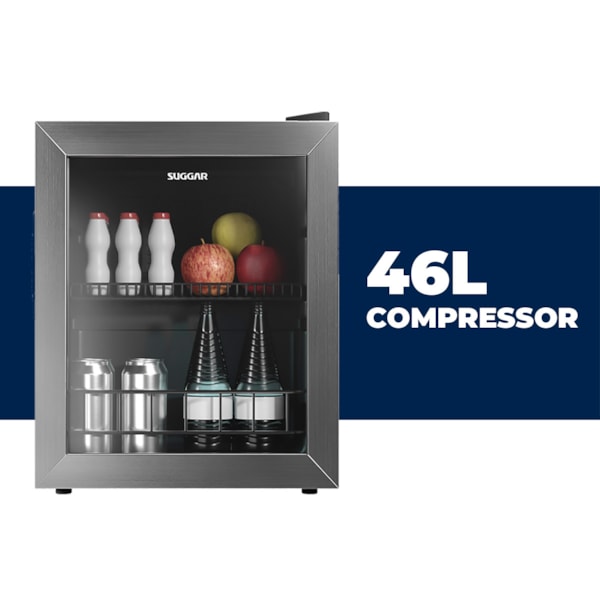 Frigobar 46 Litros Inox Suggar - Imagem principal - 1027fadb-a2b3-4cc3-8078-227294a9c127