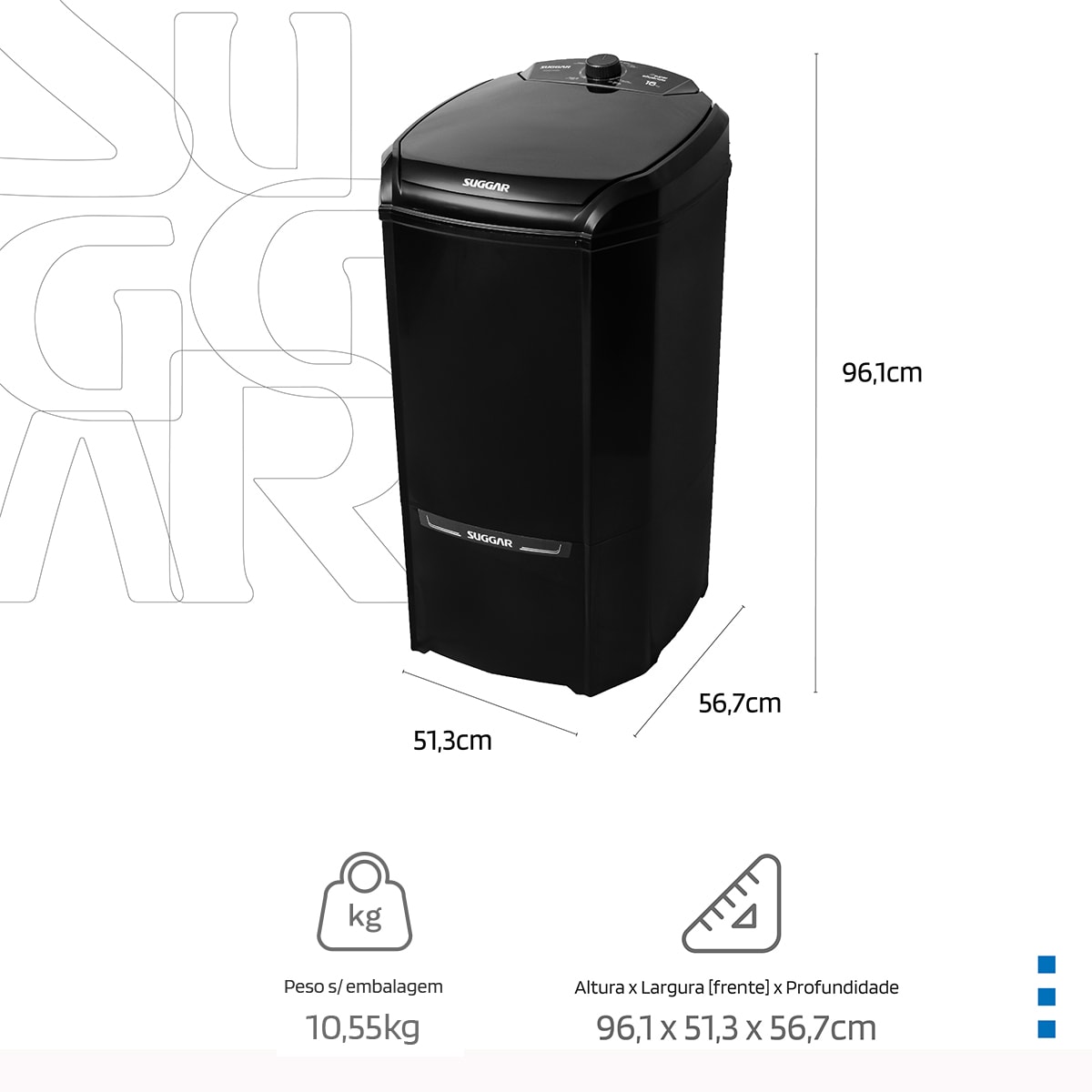Tanquinho Lavamatic 16kg Preto Suggar - Imagem principal - ab2e9110-e30f-4945-811b-9473fef9e02f