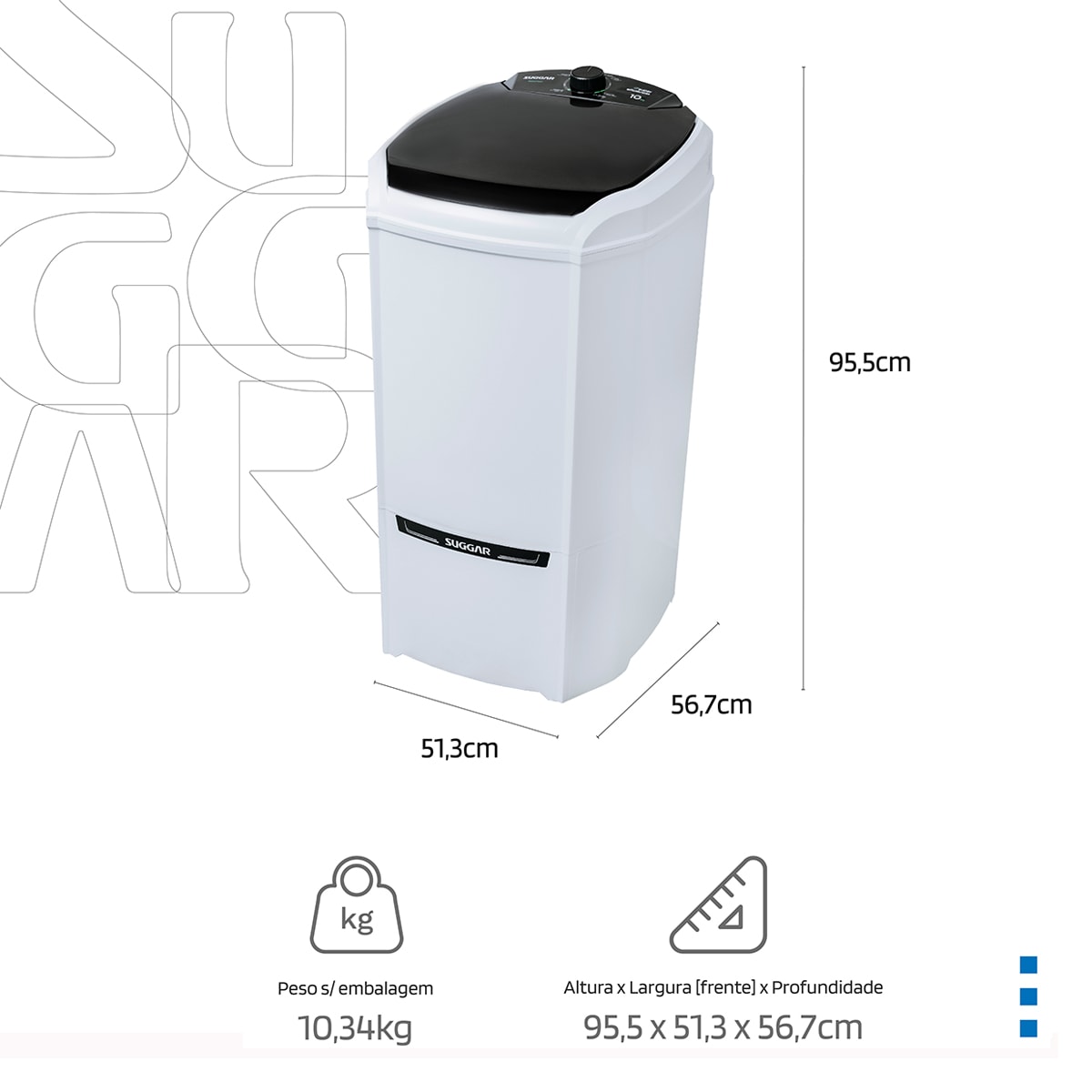 Tanquinho Lavamax 10 Kg Suggar - Imagem principal - 9b540a2d-bf2e-41d6-8c1d-966179de4e96
