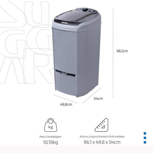 Tanquinho Lavamax Eco 15kg Prata Suggar - Imagem principal - ccf0133a-aed0-4e37-bdc5-8a5678ffdd74