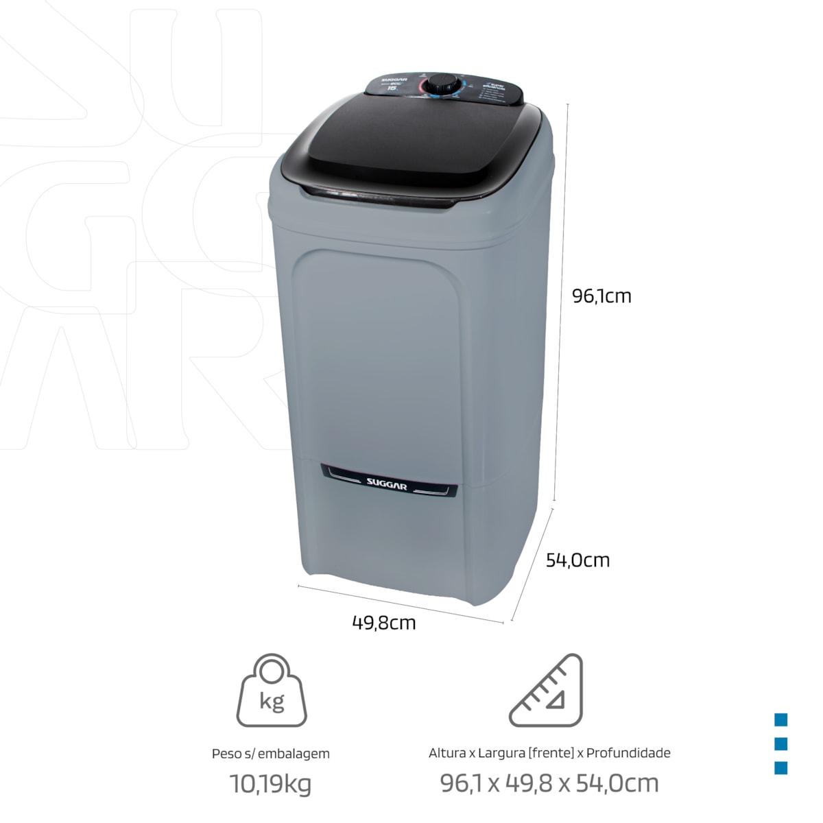 Tanquinho Lavamax Eco 15kg Prata Suggar - Imagem principal - cb04c18e-bbd6-4994-968a-e7848959cc65