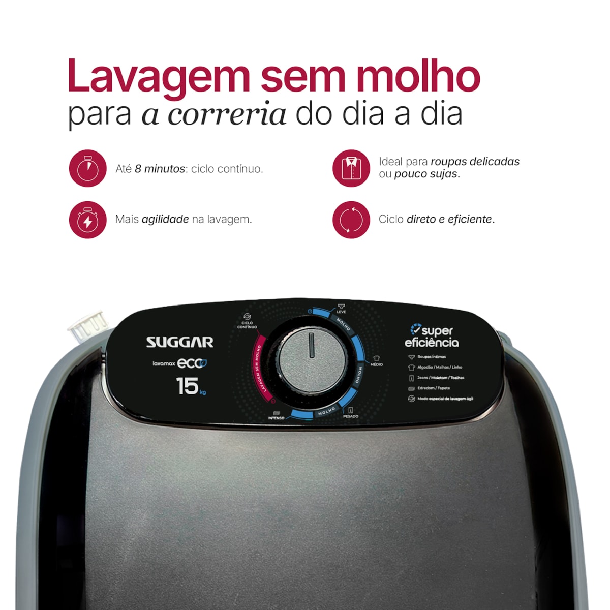 Tanquinho Lavamax Eco 15kg Prata Suggar - Imagem principal - f69e9c5e-52a5-44c1-a902-5ad0efe44e32