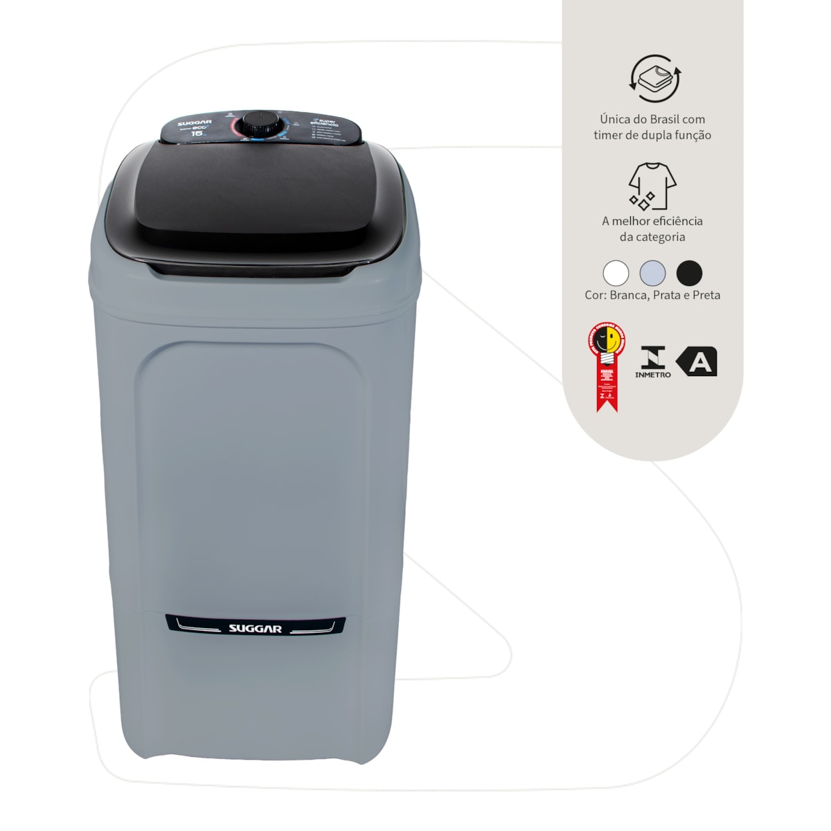 Tanquinho Lavamax Eco 15kg Prata Suggar - Imagem principal - aeff32c3-b0a3-4811-8828-2b45691d2be6