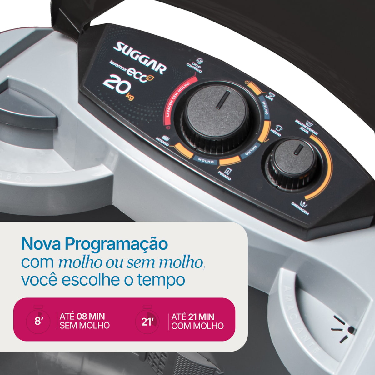 Tanquinho Lavamax Eco 20 Kg Prata Suggar - Imagem principal - 4d11e898-c170-4f73-a5db-f8d9826682a1