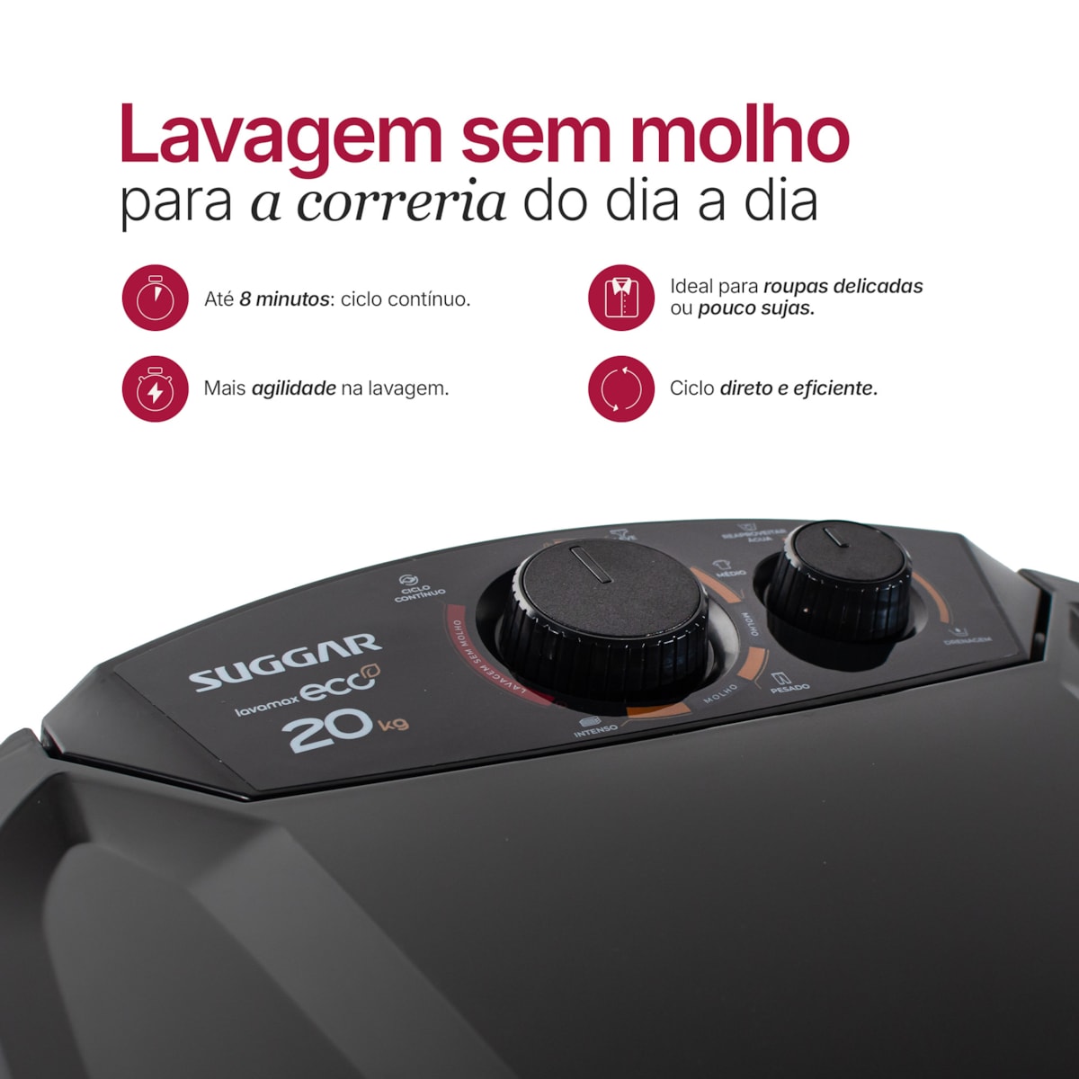 Tanquinho Lavamax Eco 20 Kg Prata Suggar - Imagem principal - 6acbb9fe-f823-443f-b5e1-2cbb388cff8f