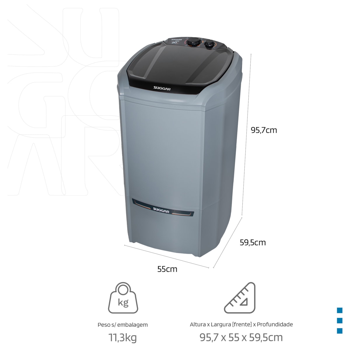 Tanquinho Lavamax Eco 20 Kg Prata Suggar - Imagem principal - a7a25b6a-5fee-4741-a7dc-4916bd6b656e