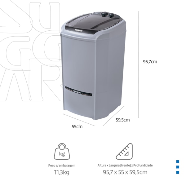 Tanquinho Lavamax Eco 20 Kg Prata Suggar - Imagem principal - a1a4497b-cd56-4740-8660-0dabe00d70da