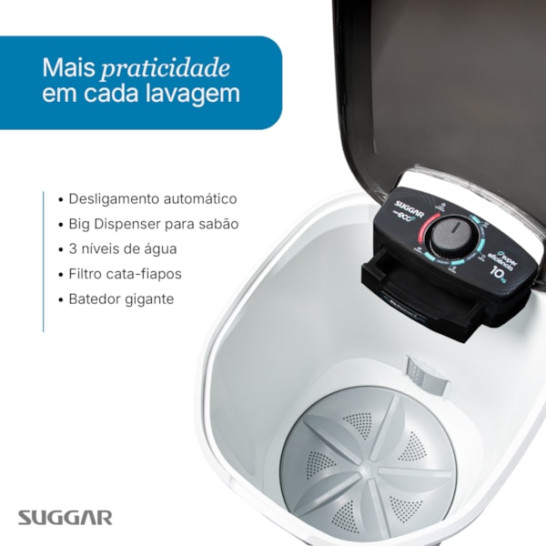 Tanquinho Neo Eco 10KG Branca Suggar - Imagem principal - 1e9632bc-e0f7-4453-b345-647377a31a44