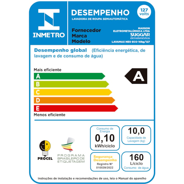 Tanquinho Neo Eco 10KG Branca Suggar - Imagem principal - 097b63fa-1524-4bdb-b0a8-888169d65c93