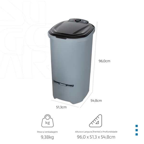 Tanquinho Neo Eco 10KG Prata Suggar - Imagem principal - e21349be-9e6a-4cb2-b177-4deb44a2d9bd