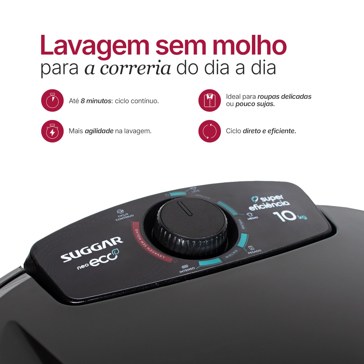 Tanquinho Neo Eco 10KG Preta Suggar - Imagem principal - 8d45912b-5663-4bd6-a9bf-8a9e032e4991