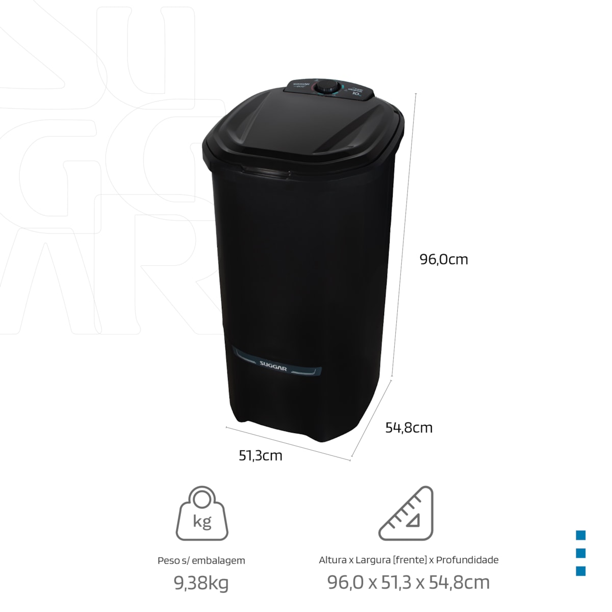 Tanquinho Neo Eco 10KG Preta Suggar - Imagem principal - fb9e07eb-f251-4a54-b573-17a5bd863ca8