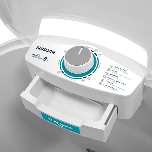 Tanquinho Neo Turbilhão 8KG Branco Suggar - Imagem principal - 148ddb72-8fda-4cbb-86c7-93054cb726ef
