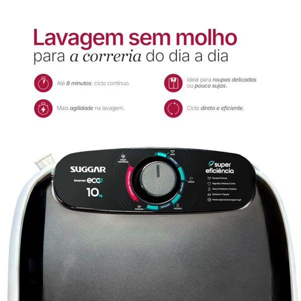 Tanquinho Suggar Lavamax Eco 10kg Branco - Imagem principal - f881183b-3ae8-421a-a624-b7ae4cd891fe