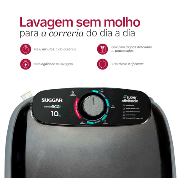  Tanquinho Suggar Lavamax Eco 10kg Prata - Imagem principal - d0f4ec34-d1fb-4701-a379-21b78377750d