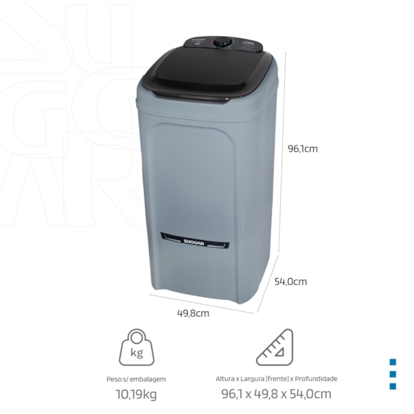  Tanquinho Suggar Lavamax Eco 10kg Prata - Imagem principal - 3f72c580-1480-46d6-8fe8-3a6164fed797