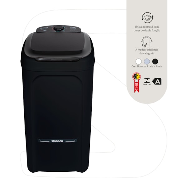 Tanquinho Suggar Lavamax Eco 10kg Preto  - Imagem principal - 7b274e7b-c964-4043-b3e1-f0ca00faa07e