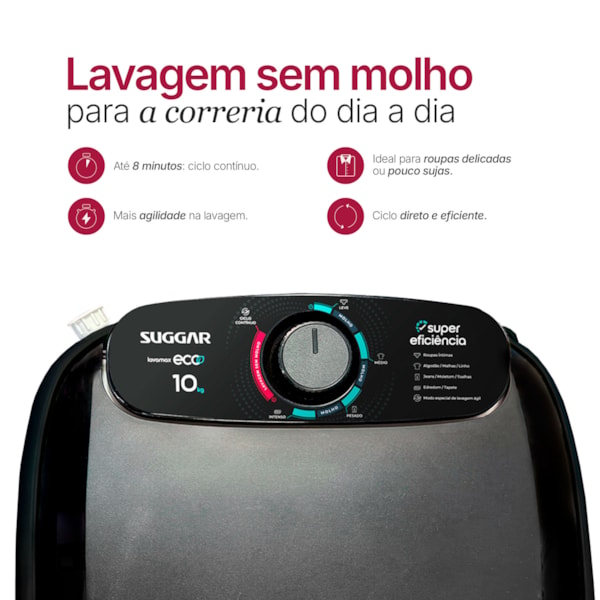Tanquinho Suggar Lavamax Eco 10kg Preto  - Imagem principal - 65bb34f3-2679-4370-8a6a-719955cc0729