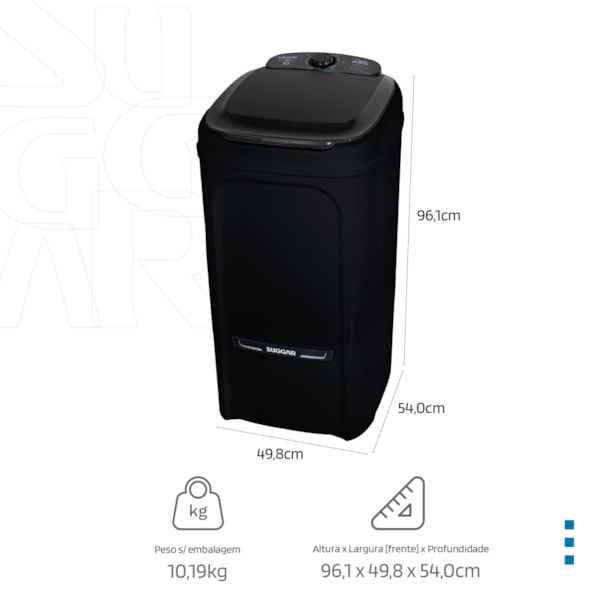 Tanquinho Suggar Lavamax Eco 10kg Preto  - Imagem principal - fc4c25ef-4d5d-4e8d-bc87-5e783d9ee8a2