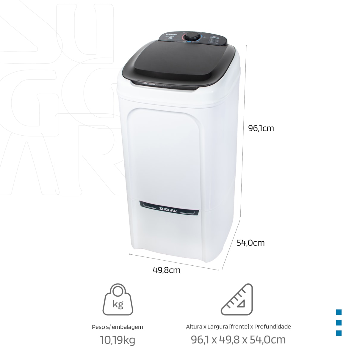 Tanquinho Suggar Lavamax Eco 15kg Branca - Imagem principal - c206eb0e-3499-4e7b-aa54-0dd85bf2330f