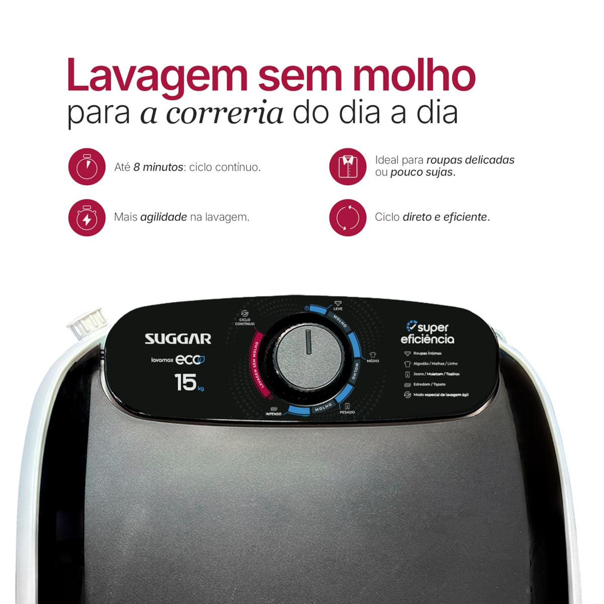 Tanquinho Suggar Lavamax Eco 15kg Branca - Imagem principal - 64216930-f3bf-4143-9ece-324f7d5bf786