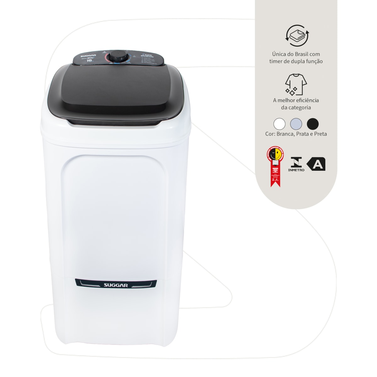 Tanquinho Suggar Lavamax Eco 15kg Branca - Imagem principal - baa645e4-1d58-4927-bc0f-681c2cc969bc